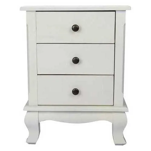 18" X 14" X 24" White Wood  Pine  Nightstand with  Drawers