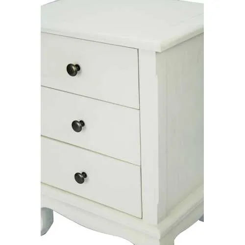 18" X 14" X 24" White Wood  Pine  Nightstand with  Drawers