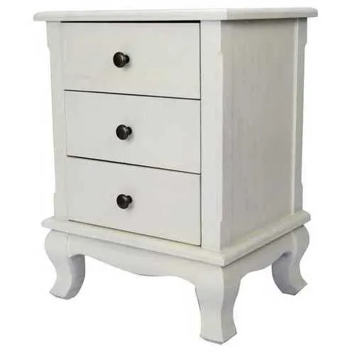 18" X 14" X 24" White Wood  Pine  Nightstand with  Drawers