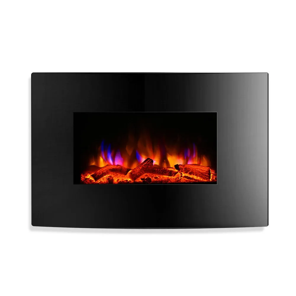 2000W Curved Glass Electric Fireplace Heater, Devanti