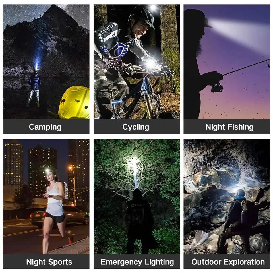 2023 NEW Rechargeable LED Headlamp 8 Lights Super Powerful Headlight 18650 USB Head Flashlight Lantern Fishing Camping Head Lamp