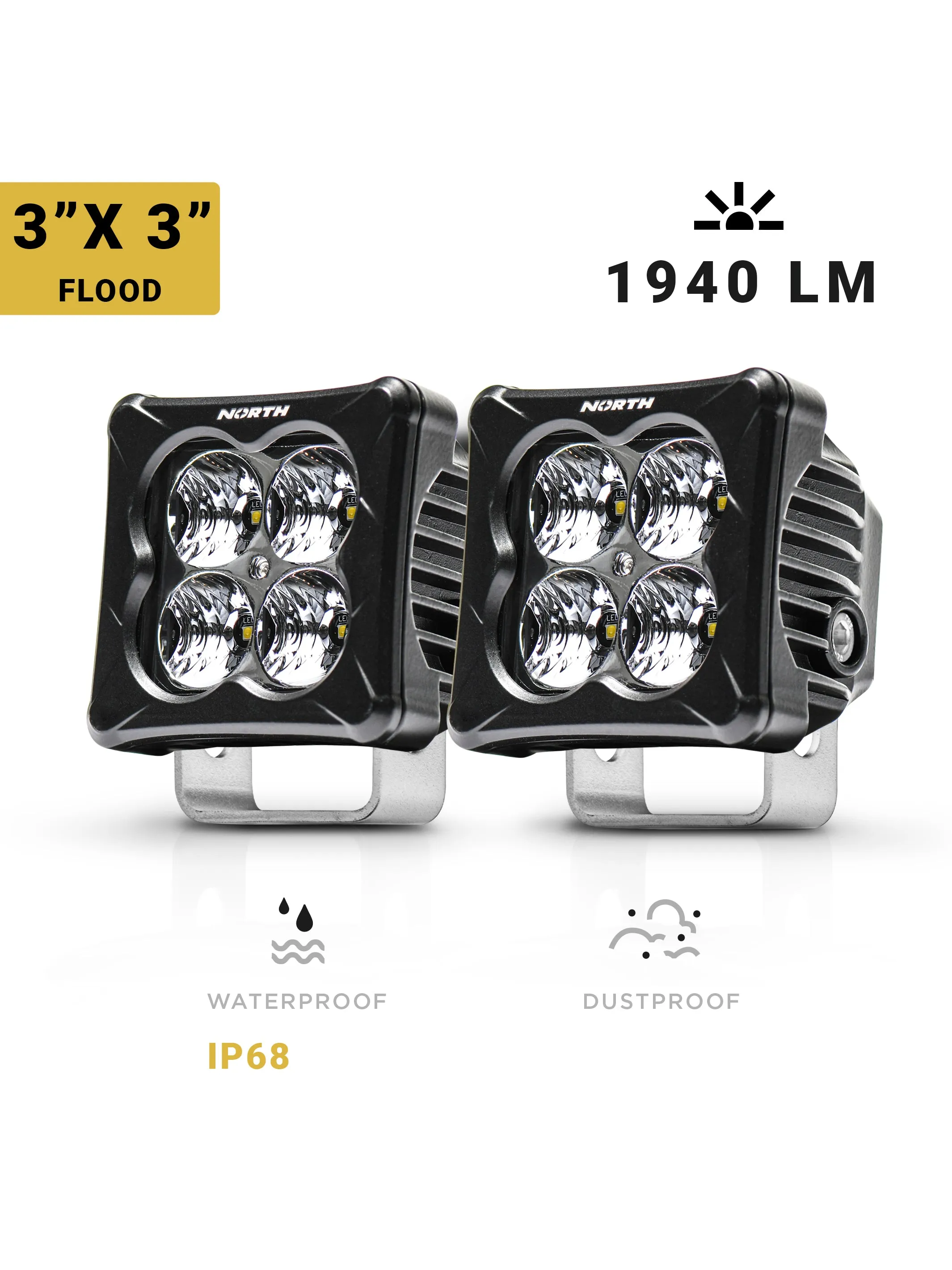 3" Cube Pod Light with 2" LED Lights - Pair