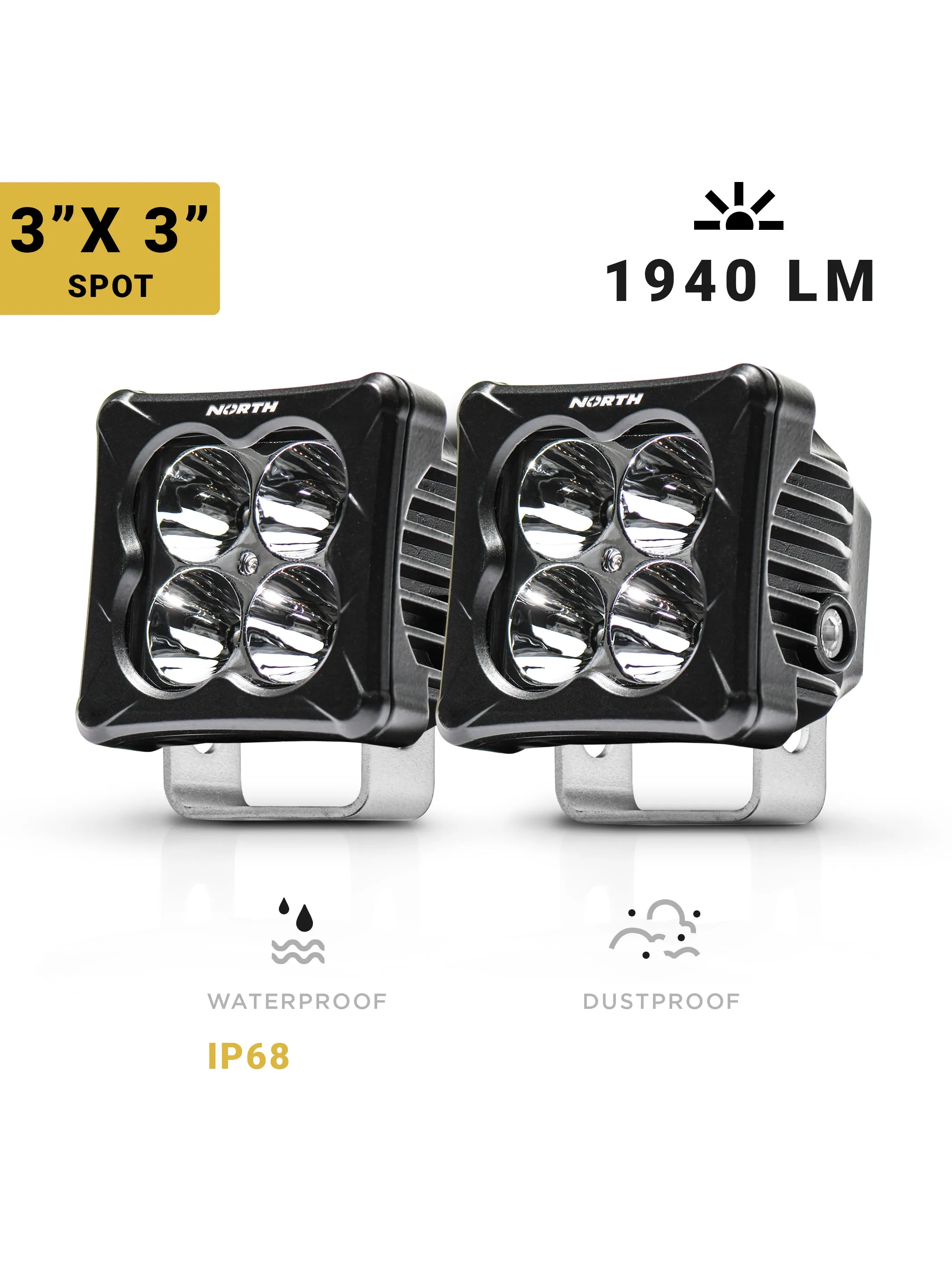 3" Cube Pod Light with 2" LED Lights - Pair