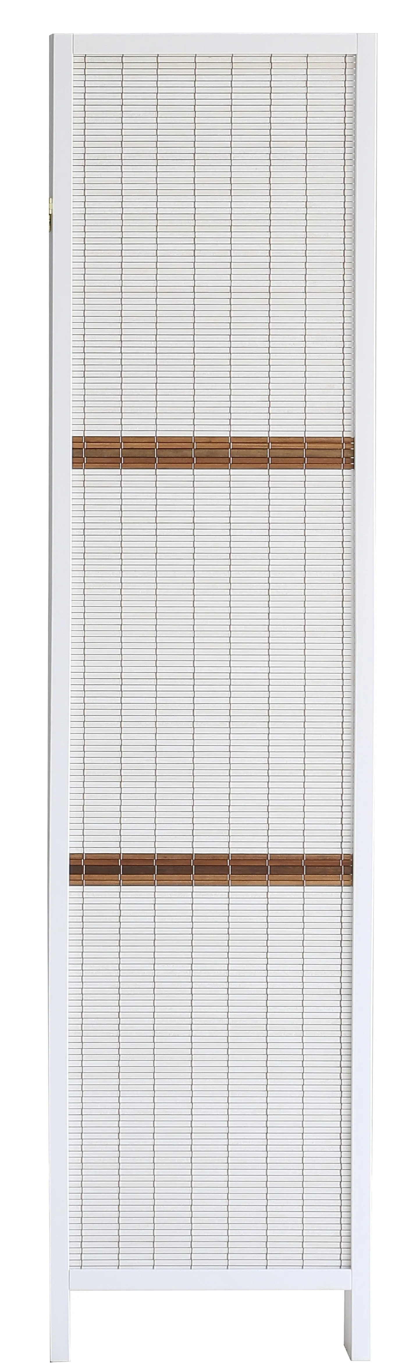 AFT-Woven Wooden Room Divider and Folding Privacy Screen 4 Panel Foldable 7401-4 White