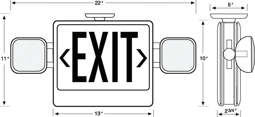 All LED Exit & Emergency Thermoplastic Combo, Green Letters