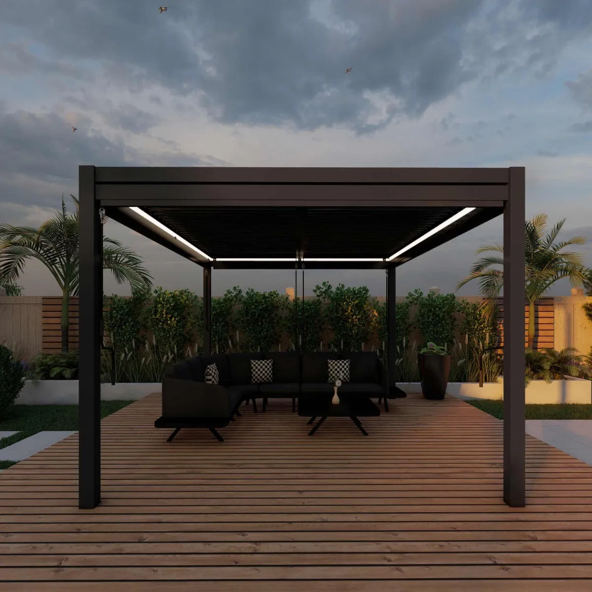 Aluminum Grey Pergola Gazebo with Louvered Roof 3m x 4m Frame