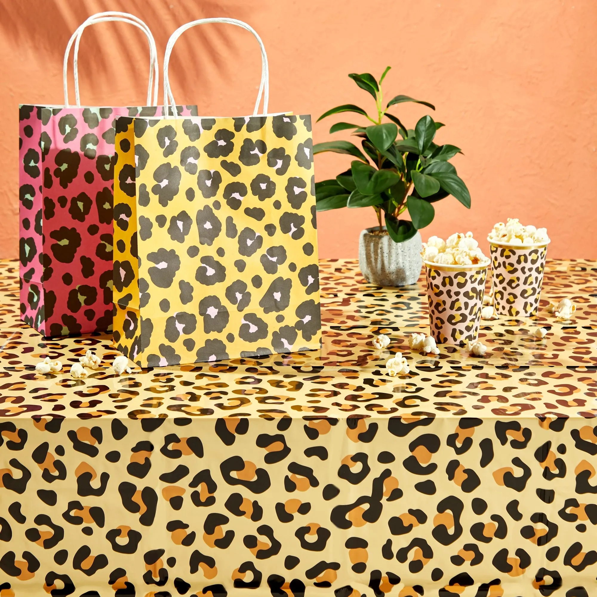 Animal Print Tablecloths for Jungle Safari Birthday Party (54x108 In, 4 Pack)