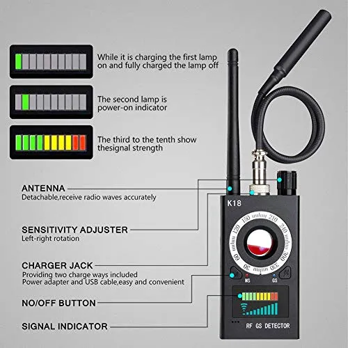 Anti Spy Camera Detector, RF Bug Detector, BQYPOWER Wireless Signal Pinhole Laser Lens GSM Detector Ultra-high Sensitivity Full-Range Tracker Finder