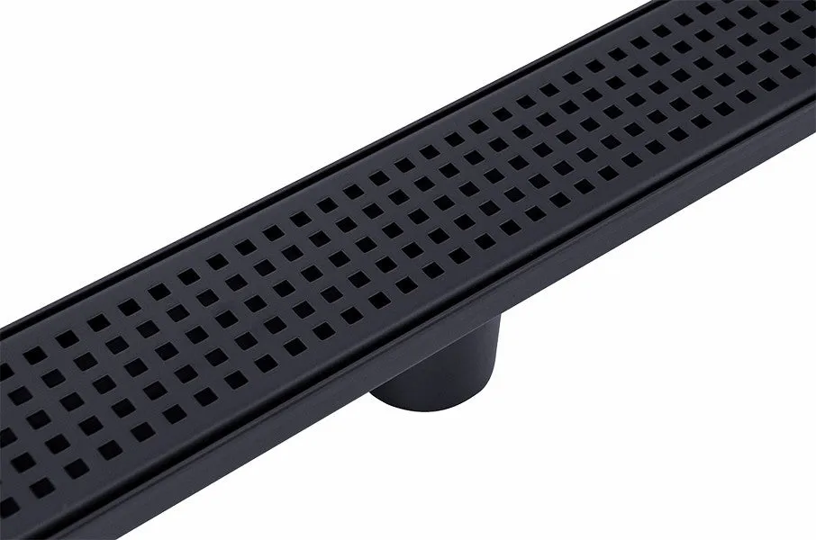 Black 900mm Stainless Steel Shower Grate Drain with Centre Outlet