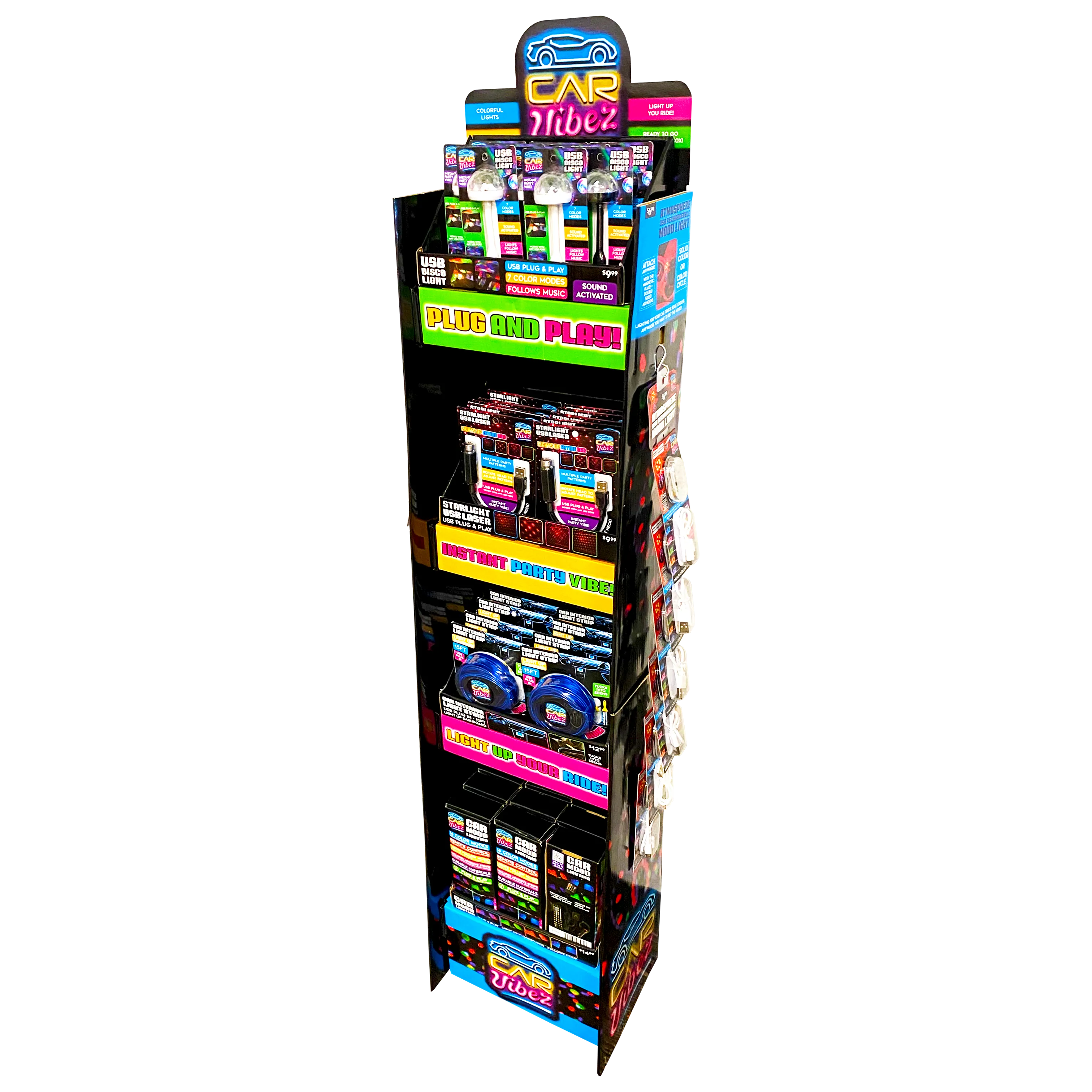 Car Lighting and Auto Accessories Assortment Floor Display - 40 Pieces Per Retail Ready Display 88467