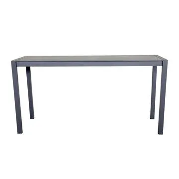 Carlo 80 Inch Outdoor Bar Table, Cast Aluminum, Powder Coated, Slate Gray By Casagear Home