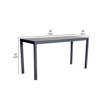 Carlo 80 Inch Outdoor Bar Table, Cast Aluminum, Powder Coated, Slate Gray By Casagear Home