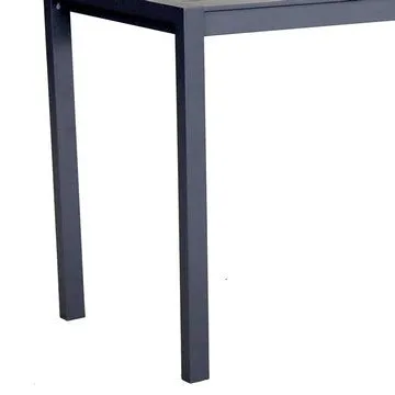 Carlo 80 Inch Outdoor Bar Table, Cast Aluminum, Powder Coated, Slate Gray By Casagear Home