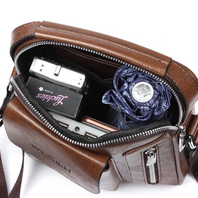 Casual PU Leather Crossbody Bags For Men