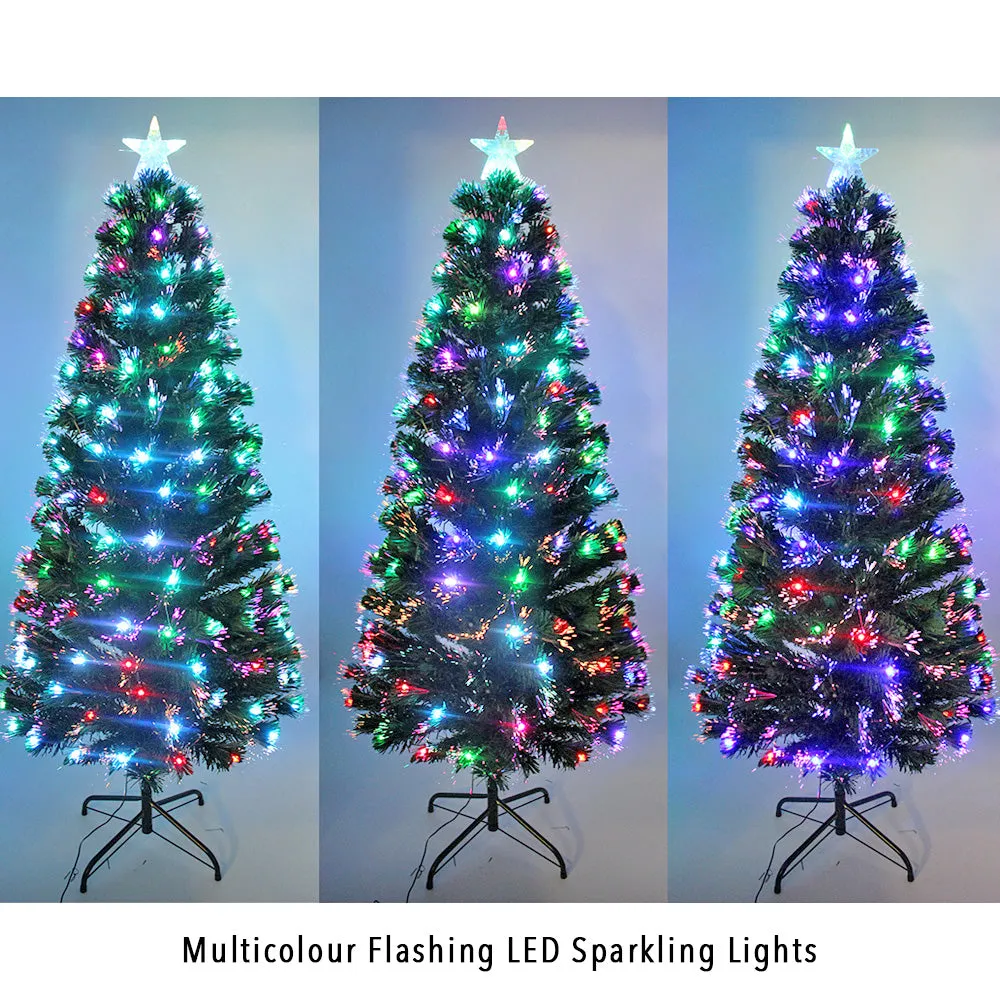 Christmas Pre-Lit Fibre Optic Green Tree Ultra-bright Sparkling Colorful Lights