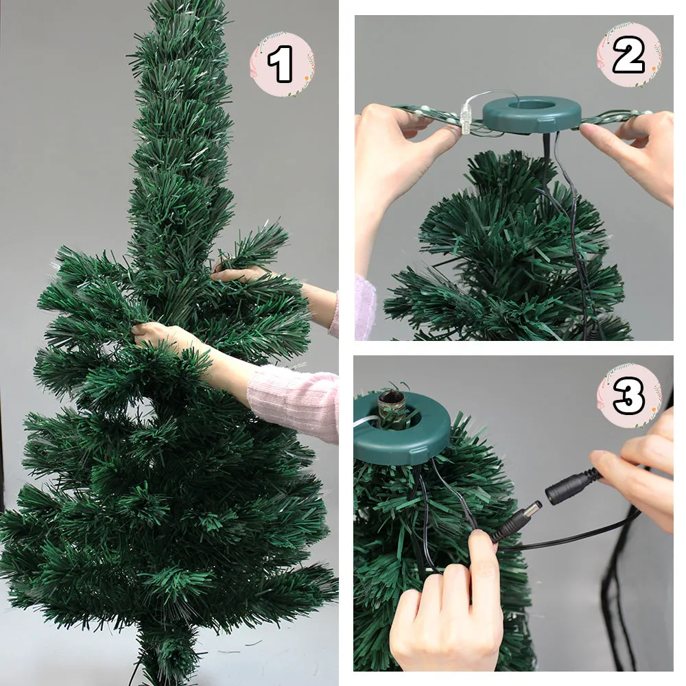 Curtain Lights Christmas Fibre Optic Green Tree Multi-mode Multicolour