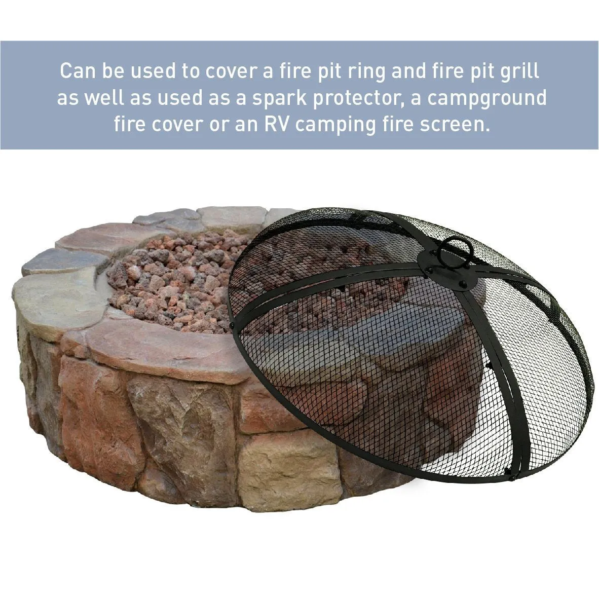 EasyGo 36 INCH ROUND FIRE SCREEN &ndash; FIRE PIT COVER &ndash; FIRE SCREEN PROTECTOR