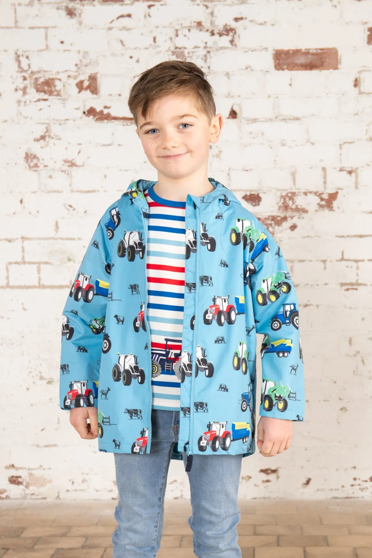 Ethan Jacket - Blue Tractor Print