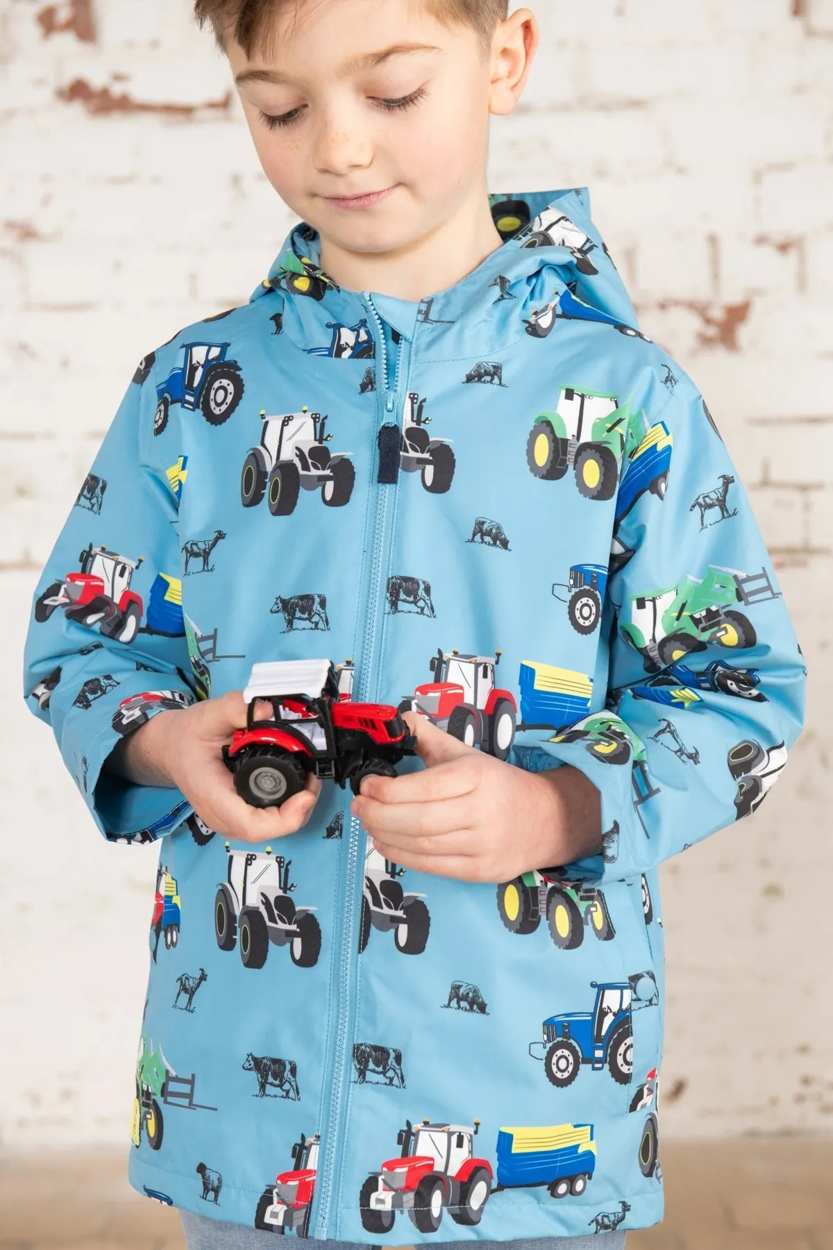 Ethan Jacket - Blue Tractor Print