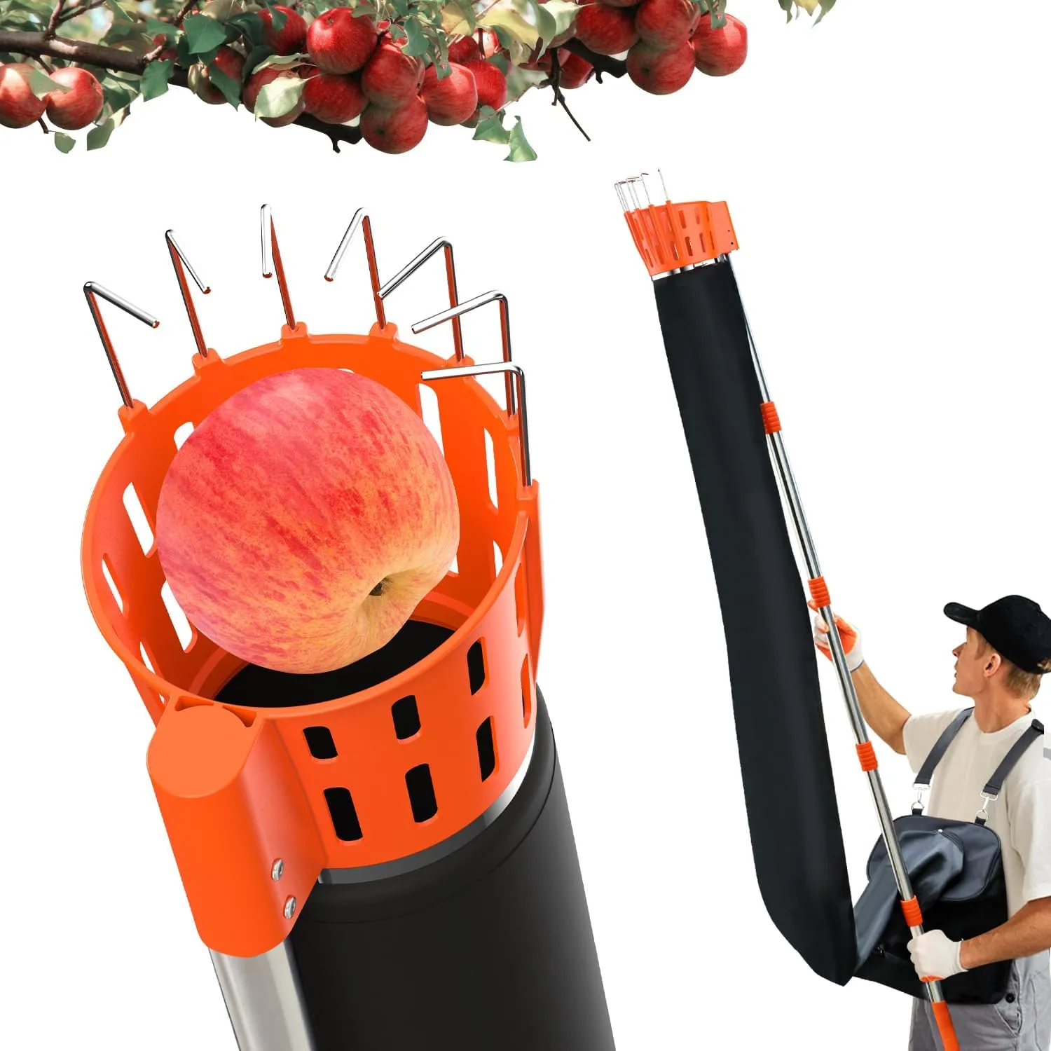 Fruit Picker Pole with Harvest Bag - Up to 13FT Adjustable