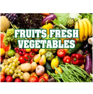 Fruits Fresh Vegetables Retail Store Food Sign