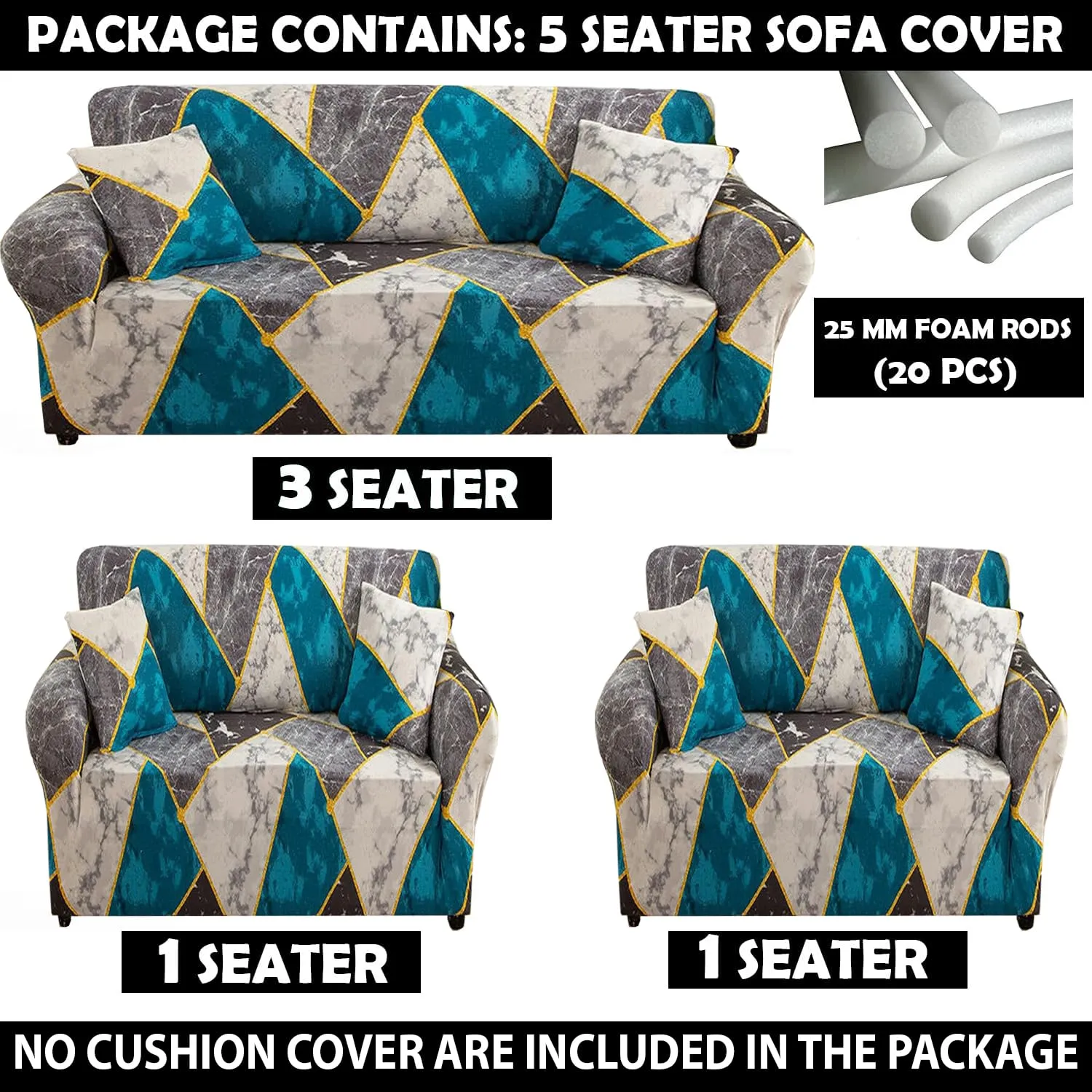 Gifts Island® Sofa Cover 3 Seater and 2 Seater Fully Covered Universal 5 Seater Sofa Cover Non-Slip Sticky Elastic Stretchable Sofa Set Slipcover Protector for (3 1 1 Seater), Colorful Marble