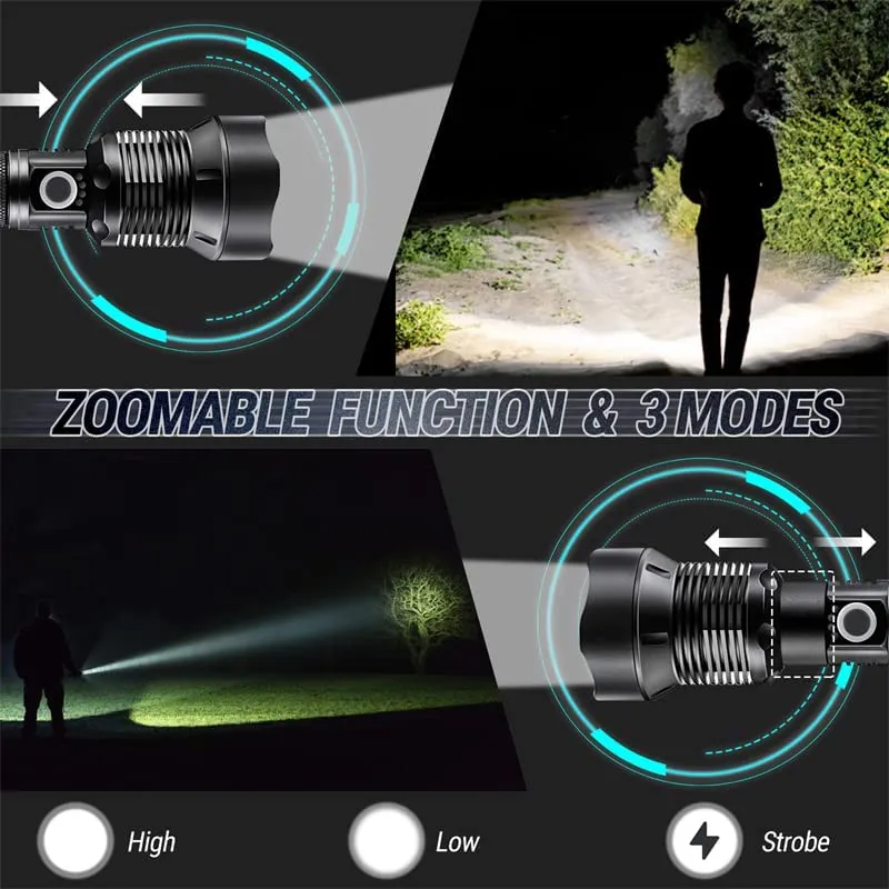 High Lumen LED Rechargeable Super Bright Torch Flashlight-27CM