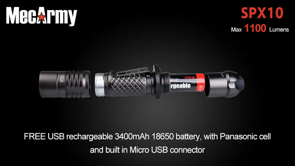 MecArmy SPX10 1100 Lumen CREE XM-L2 U3 LED Flashlight