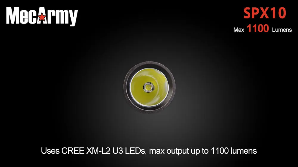 MecArmy SPX10 1100 Lumen CREE XM-L2 U3 LED Flashlight