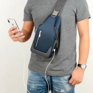 Men USB Charging Multilayer Shoulder Crossbody Bags