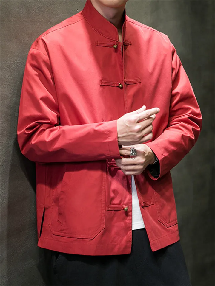 Men's Casual Stand Collar Windproof Relaxed Fit Jacket