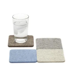 Merino wool felt square coasters, Cobblestone, set of 4