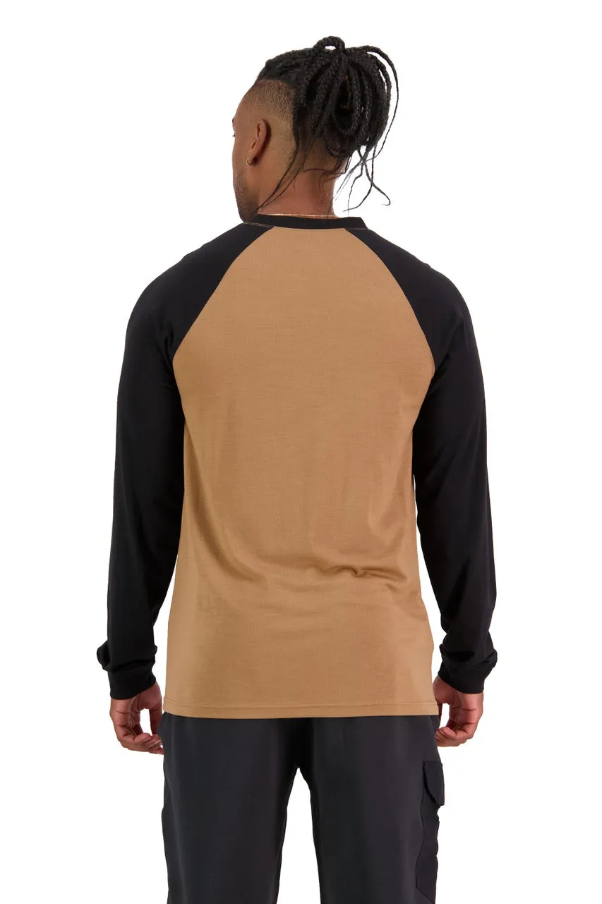 Mons Royale Icon Raglan Thermals Mens Graffiti Black / Toffee