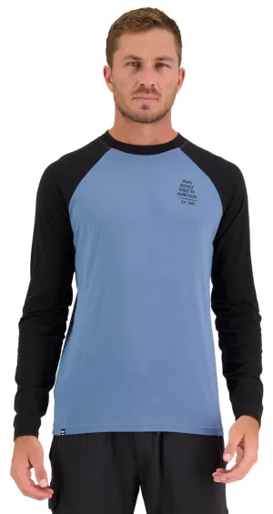 Mons Royale Icon Raglan Thermals Mens Graffiti Blue Slate / Black