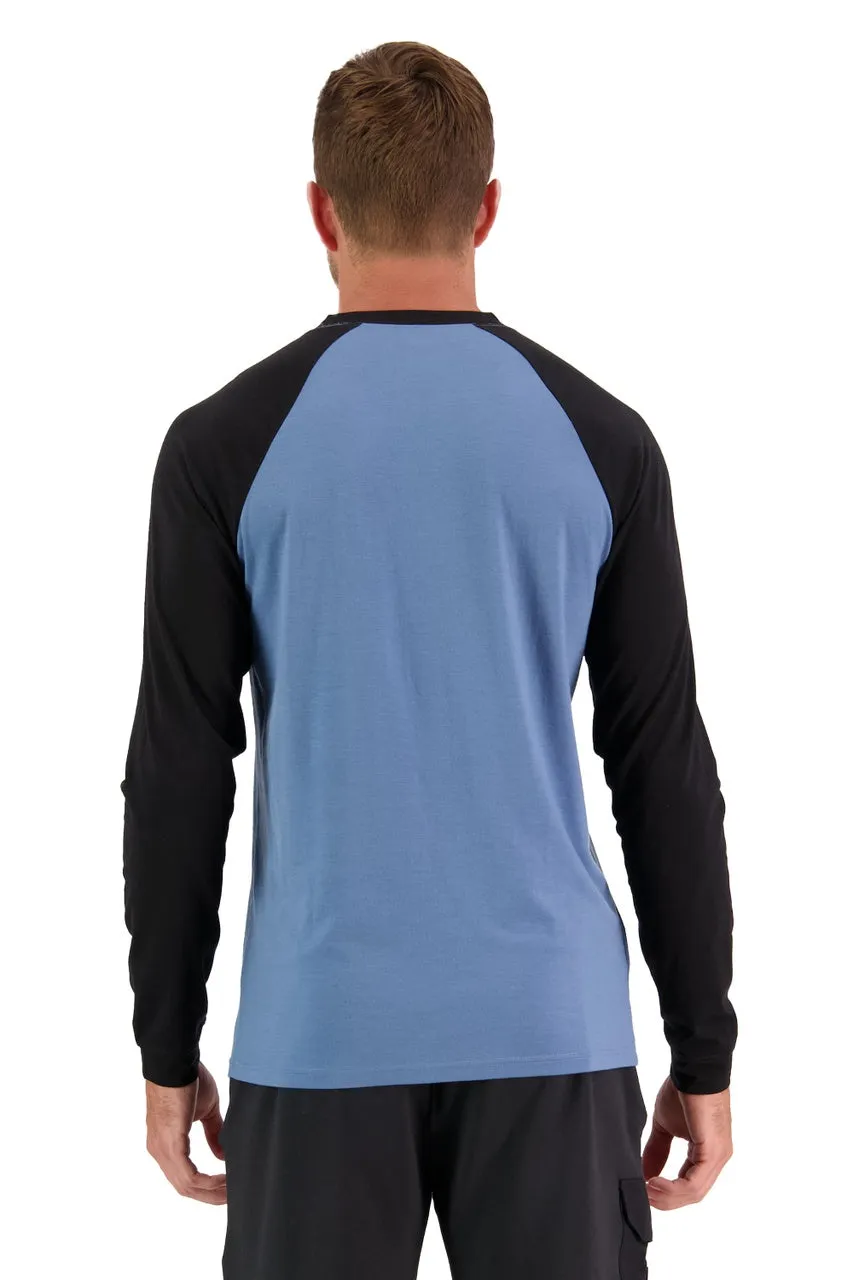 Mons Royale Icon Raglan Thermals Mens Graffiti Blue Slate / Black