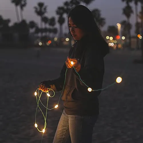 MPOWERD Luci Solar String Lights   Phone Charger: White 18' Rechargeable via Solar or USB-A, 100 Lumens LEDs, Lasts Up to 20 Hours, Waterproof, Camping, Backyard, and Travel