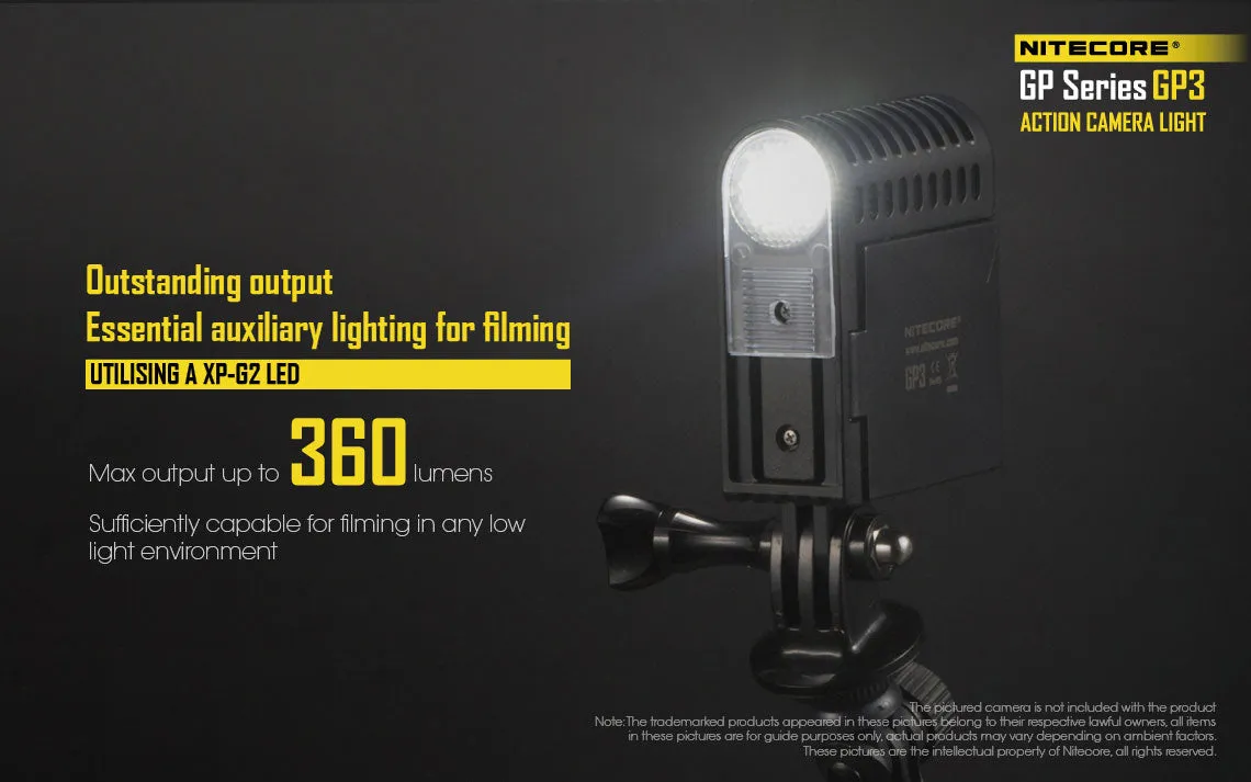 Nitecore GP3 360 Lumen CREE XP-G2 USB Rechargeable Action Camera Light