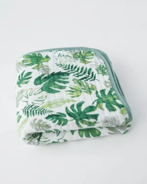 Original Cotton Muslin Baby Quilt - Tropical Leaf