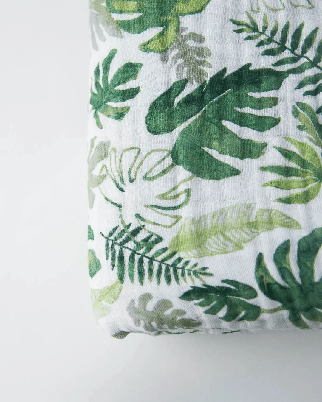 Original Cotton Muslin Baby Quilt - Tropical Leaf