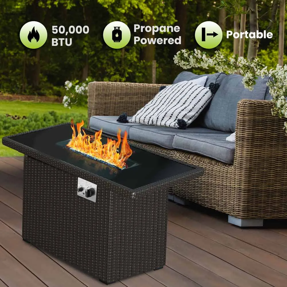 Outdoor Propane Fire Pit Table - 44in, 50,000 BTU