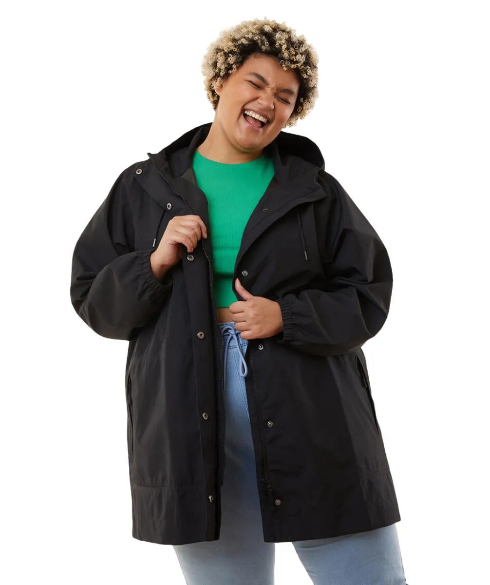 PRE-ORDER : Amble Refuge Womens Plus Size Waterproof Jacket Long Black 3XL-4XL