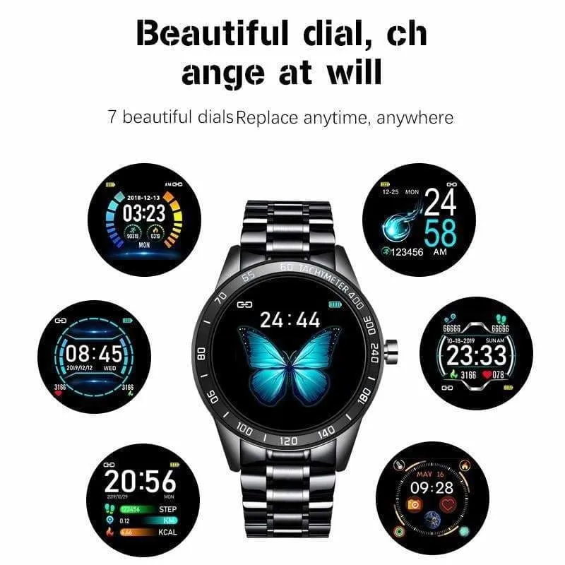 Smart Watch Heart Rate Blood Pressure Monitor Steel Band