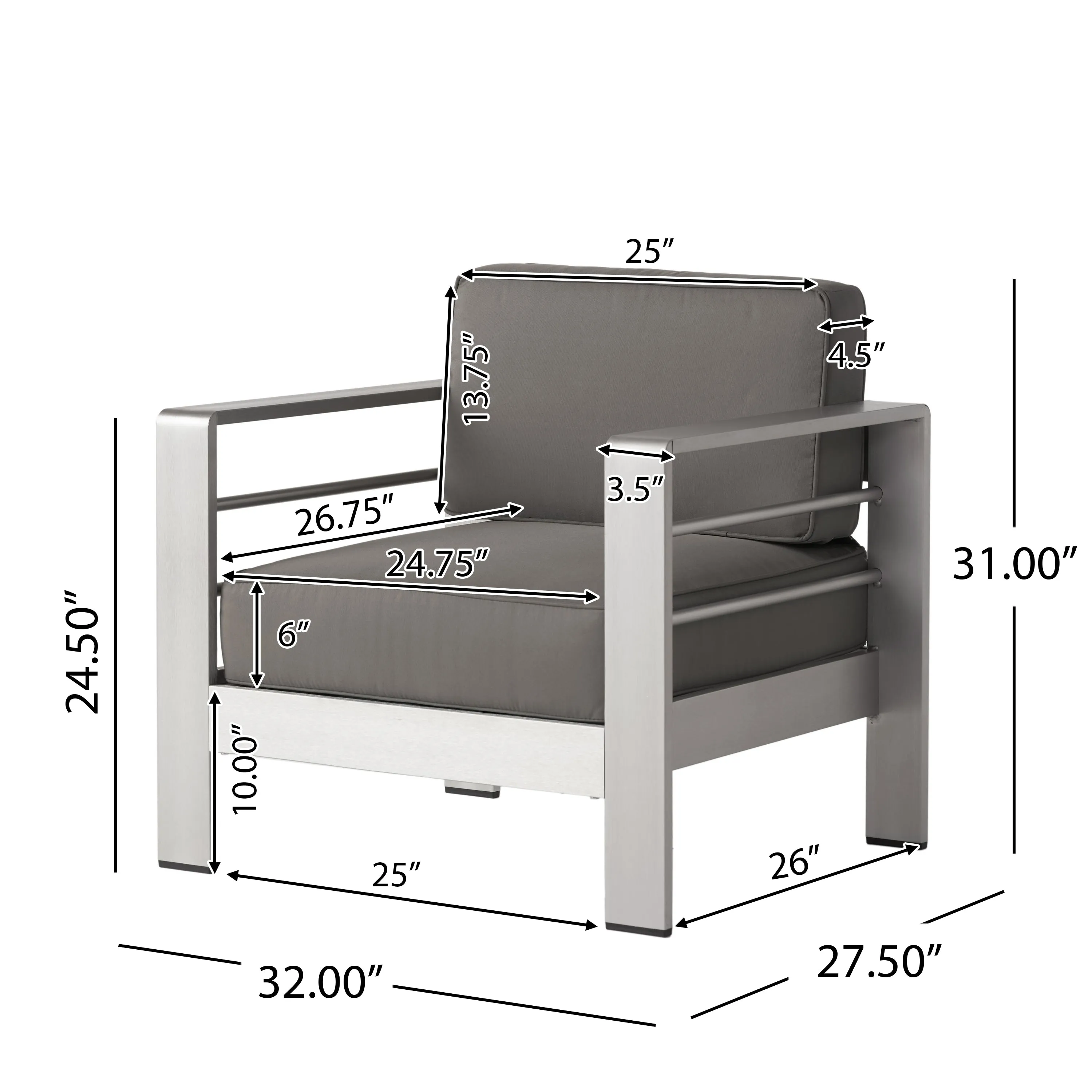 Snowy Coral Outdoor 4 Seater Aluminum Chat Set with 2 Side Table