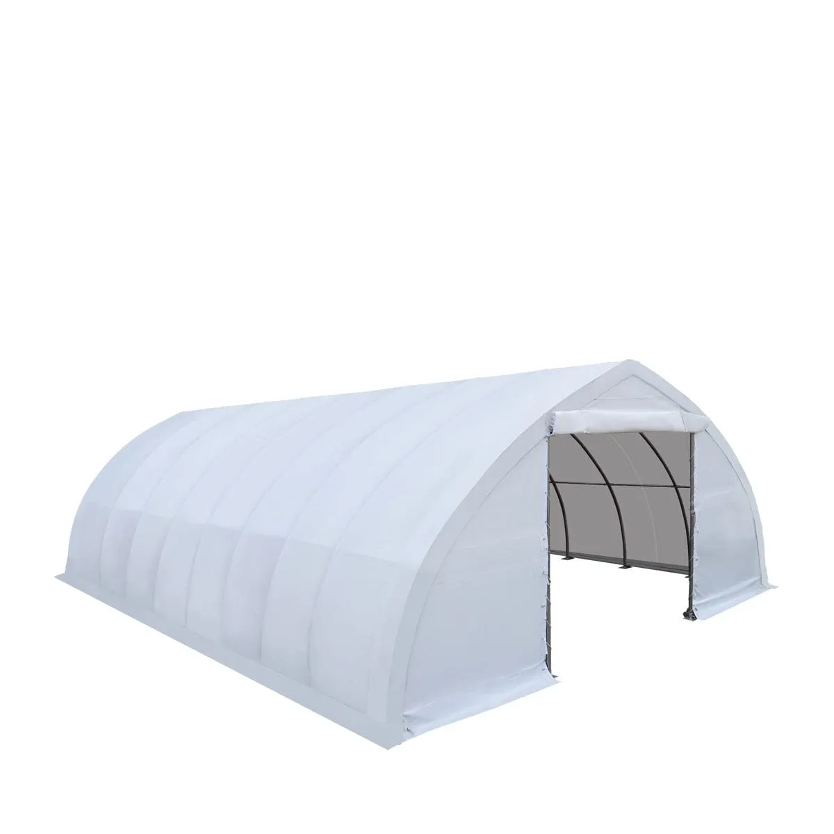 TMG Industrial 30' x 40' Peak Ceiling Storage Shelter with Heavy Duty 11 oz PE Cover & Drive Through Doors, TMG-ST3040E (Previously ST3040)