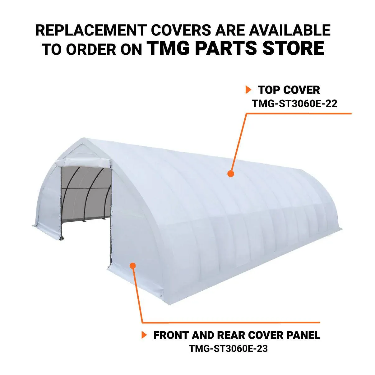 TMG Industrial 30' x 60' Peak Ceiling Storage Shelter with Heavy Duty 11 oz PE Cover & Drive Through Doors, TMG-ST3060E(Previously ST3060)