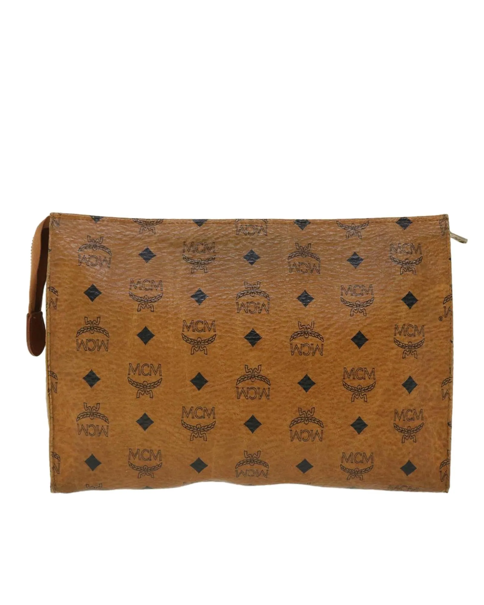 Vicetos Logogram Clutch Bag in PVC Leather - Brown