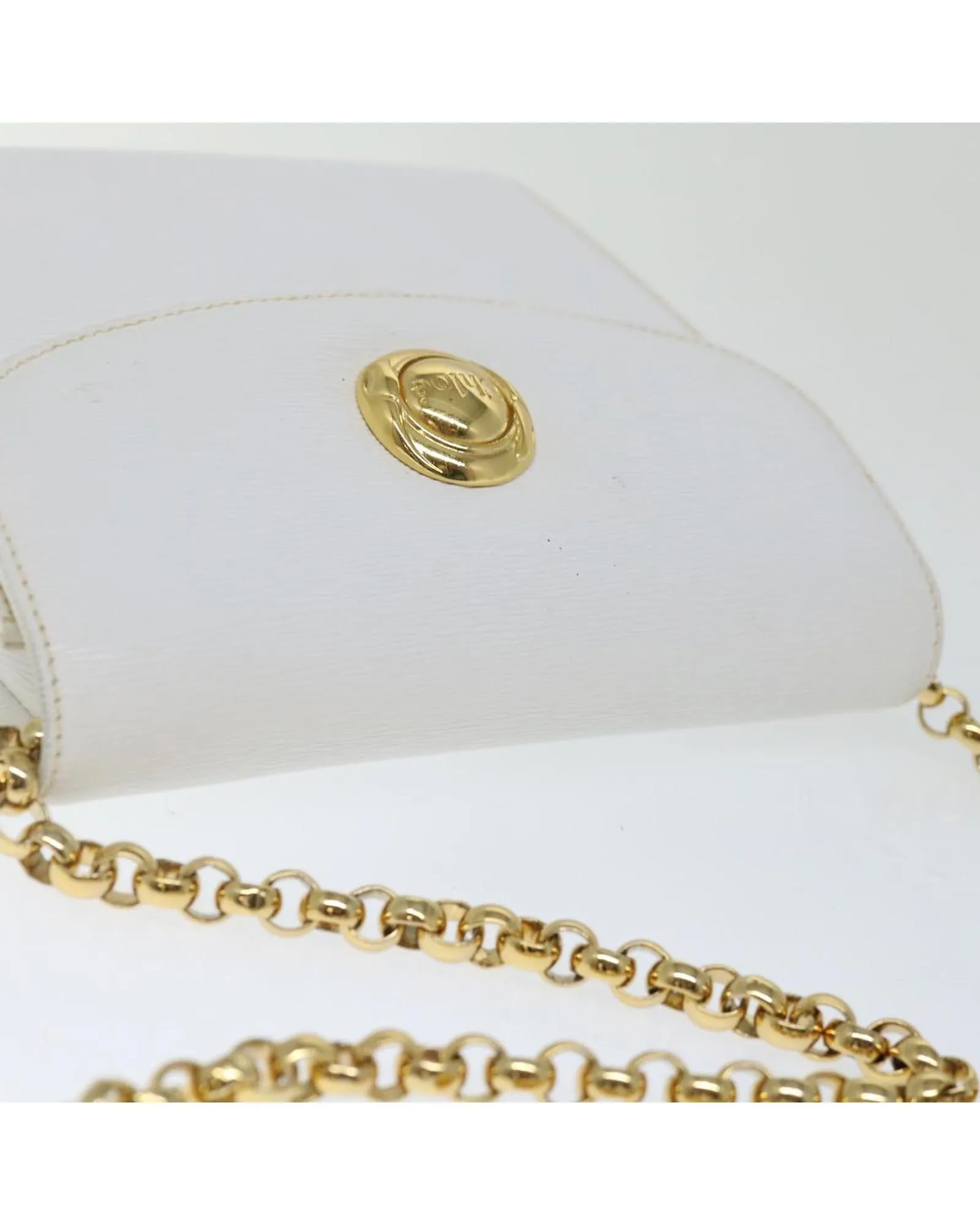 Vintage White Leather Chain Shoulder Bag by Chloe