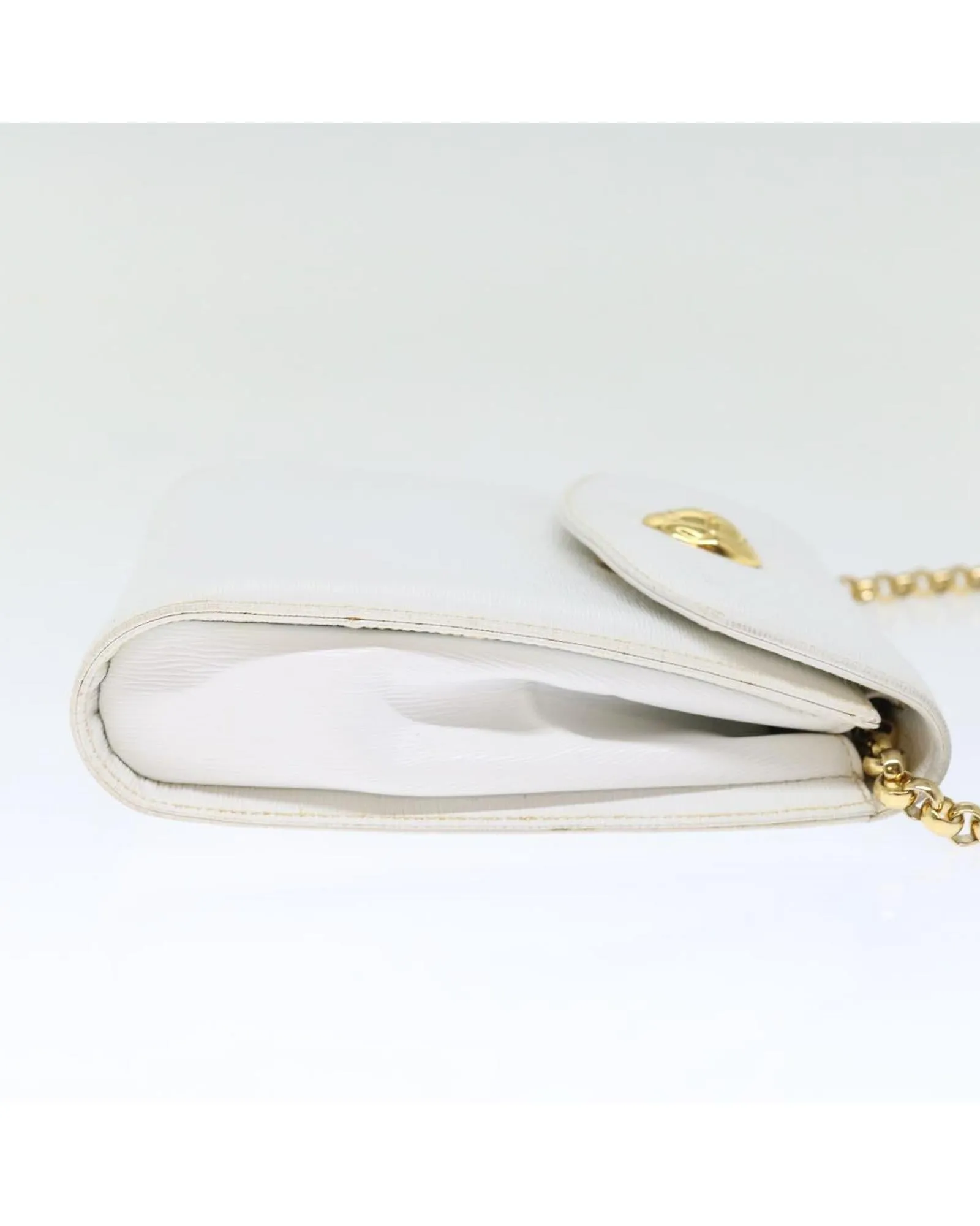 Vintage White Leather Chain Shoulder Bag by Chloe