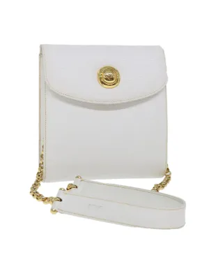 Vintage White Leather Chain Shoulder Bag by Chloe