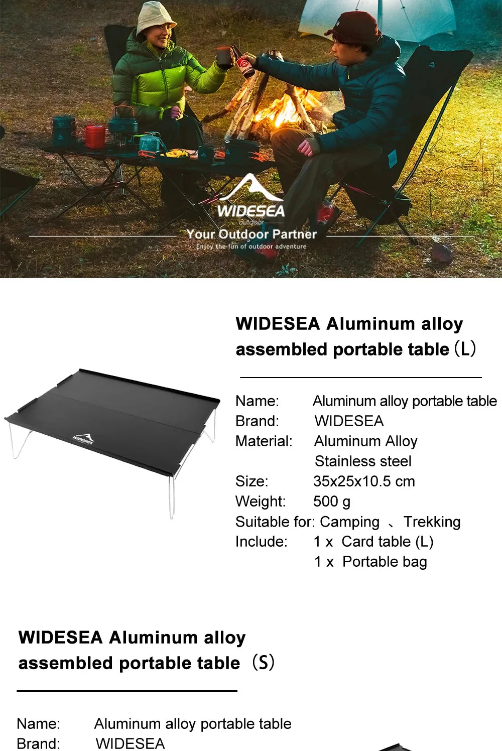 Widesea Camping Foldable Table Outdoor Ultra Light Desk for Climbing Fishing Picnic Equipment Supplies Tourism